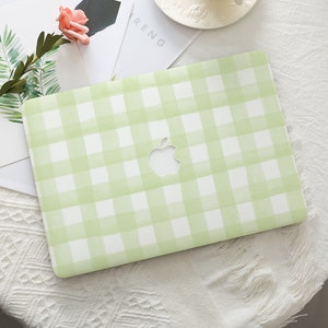 Étui MacBook Simple à carreaux vert clair pour MacBook Air 15/13/11 Mac Pro 16/15/14/13 pouces M2 M3 M4 2025 2024 Nouvelle housse de protection rigide pour ordinateur portable
