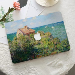 Funda protectora rígida para portátil MacBook con diseño de pintura al óleo de una cabaña junto a la playa, compatible con MacBook Pro 16/14 pulgadas (modelos A3434, M5, M4, M3, M2 y M1) (modelos 2026).