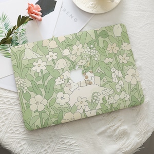 Green Cute Rabbit Macbook Hard Protective Case Laptop Cover for 2025 Air 15/13/11 Inch A3240 A3241 Macbook Pro 13/14/15/16 2024 M4 M3 M2 M1