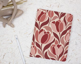 Mauve Tulip Floral Pattern iPad Case with Pencil Holder, Cover for iPad A16, 10th Gen, Air 4/5/6 9.7 11 13 M4, Pro 12.9, Mini 5/6/7 A17Pro