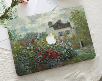 Monet Flower Garden Painting Macbook Hard Protective Case Laptop Cover for 2026 Neo 13 Air 15/13/11 Mac Pro 16/15/14/13 inch M5 M4 M3 M2 M1