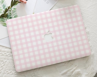 Capa protetora rígida xadrez rosa e branca simples para MacBook, compatível com os modelos Neo 13, Air 15/13/11 e Mac Pro 16/15/14/13 polegadas (A3434, M5, M4, M3, M2 e M1) de 2026.