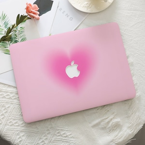 Cute Heart Pink Macbook Hard Protective Case Laptop Cover for 2025 Macbook Air 15/13/11 Inch A3240 Macbook Pro 13/14/15/16 2024 M4 M3 M2 M1