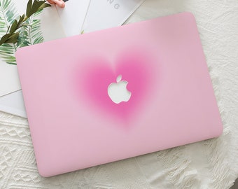 Cute Heart Pink Macbook Hard Protective Case Laptop Cover for 2025 Macbook Air 15/13/11 Inch A3240 Macbook Pro 13/14/15/16 2024 M4 M3 M2 M1