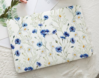 Spring Blue White Wild Flowers Macbook Hard Protective Case Laptop Cover for 2025 Air 15/13/11 Inch A3240 Mac Pro 13/14/15/16 2024 M4 M3 M2