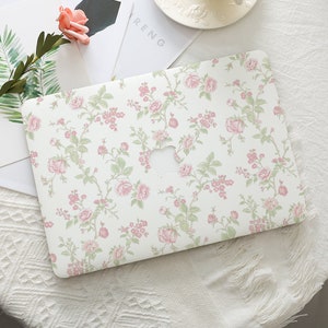 Rosa Blume Minimalist Macbook Hartschale Schutzhülle Laptop Cover für 2025 Air 15/13/11 Zoll A3240 Macbook Pro 13/14/15/16 2024 M4 M3 M2 M1