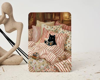 Cute Cozy Cat Cottage Art Kindle Case for Paperwhite 12/11th, Ereader Case for Kobo Clara/Libra Color, Clear Back Cover, Colorsoft, 6/7 inch