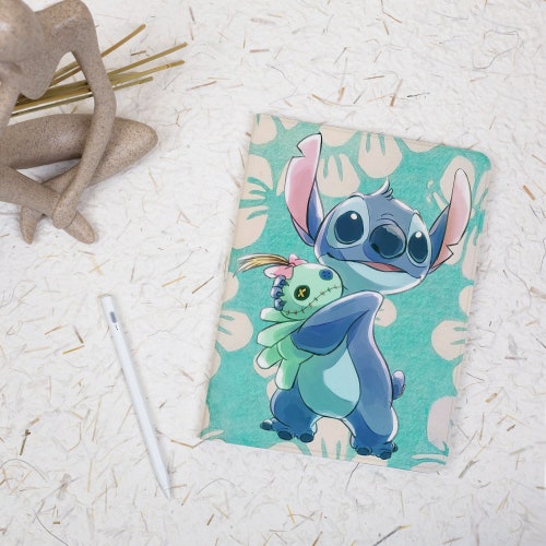 Cute Stitch Scrump Blue iPad Case With Apple Pencil Holder Cover