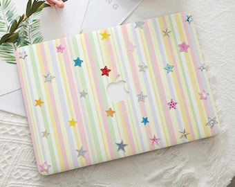Rainbow Star Stripes Macbook Protective Hard Case Laptop Cover for 2026 Neo Air 15/13/11 Pro 16/15/14/13 inch M5 M4 M3 M2 M1 Ret 12