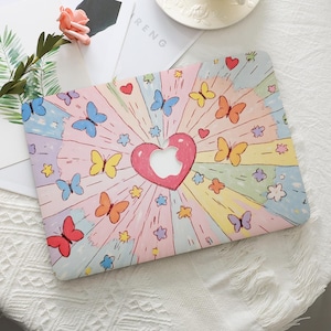 Cute Butterfly Star Heart MacBook Hard Protective Case Laptop Cover for 2025 M4 Air 15/13/11 MacBook Pro 16/14/15/13 Inch M1 2022 M2 M3 2024