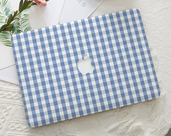 Blue Basic Plaid Simple Macbook Hard Protective Case Laptop Cover for 2026 Neo 13 Air 15/13/11 Mac Pro 16/15/14/13 inch A3434 M5 M4 M3 M2 M1
