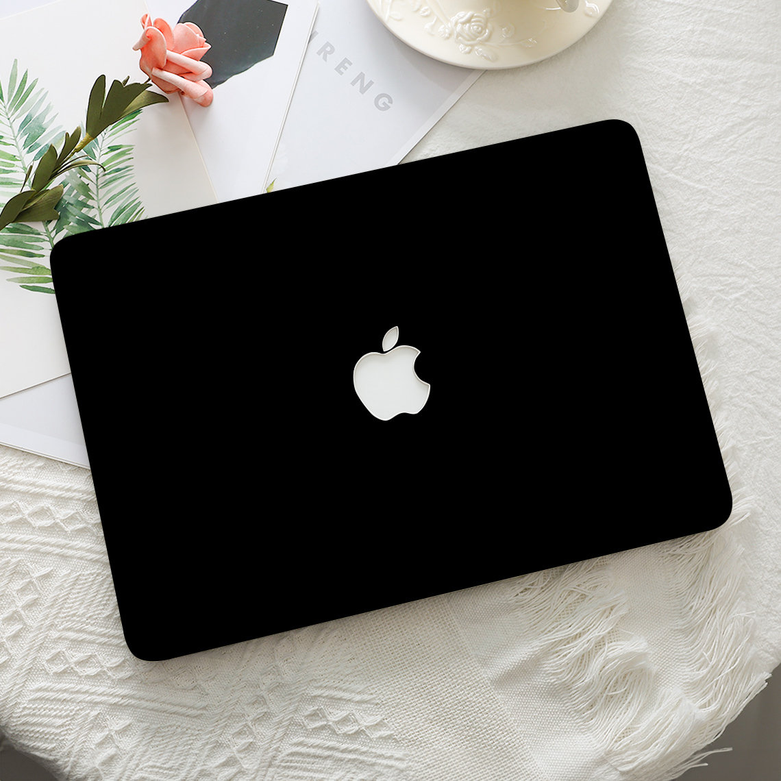 Black Solid Color MacBook Hard Protective Case Laptop Cover for