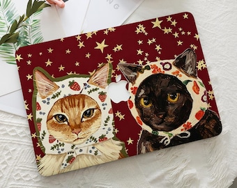 Vintage Star Cat Art Macbook Protective Hard Case Mac Laptop Cover for 2026 Neo 13 Air 15/13/11 Pro 16/15/14/13 inch M5 M4 M3 M2 M1 Ret 12