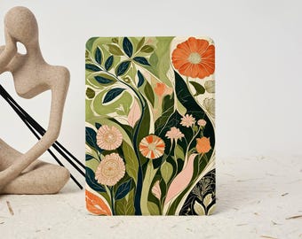 Boho Art Floral Print Kindle/Kobo Clara Cover with Hand Strap, Detachable Clear Back Case for Paperwhite 12/11th, Colorsoft, Kindle 6 inch
