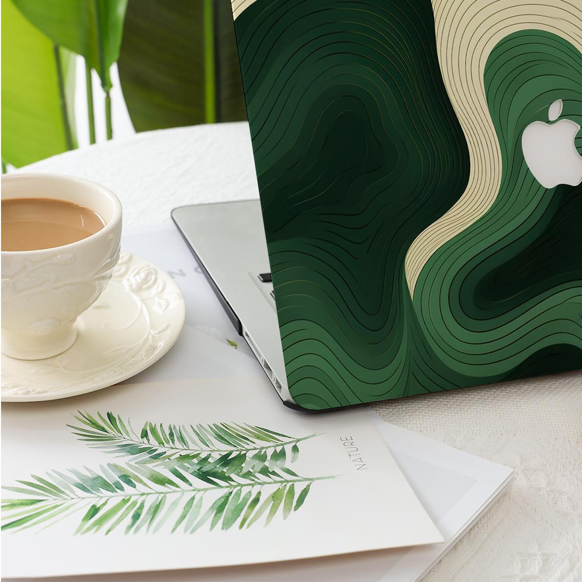 Art Wavy Gradient Green MacBook Hard Protective Case Laptop Cover for ...