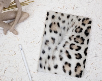 Snow Leopard Fur Print iPad Case with Pencil Holder, Cover for iPad A16, 10th Gen, Air 4/5/6 9.7 11 13 M4, Pro 12.9, Mini 5/6/7 A17Pro