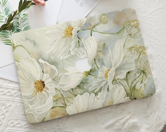 Elegant Flower Painting Art Macbook Hard Protective Case Laptop Cover for 2026 Neo Air 15/13/11 Mac Pro 16/15/14/13inch A3434 M5 M4 M3 M2 M1