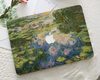 Water Lilies Pond Floral Art Macbook Hard Protective Case Laptop Cover for 2026 Neo 13 Air 15/13/11 Mac Pro 16/15/14/13 inch M5 M4 M3 M2 M1