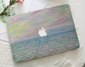 Monet Sunset at Sea Painting Macbook Hard Case Laptop Vintage Coastal Art Cover for 2026 Neo Air 15/13/11 Mac Pro 16/14 inch M5 M4 M3 M2 M1