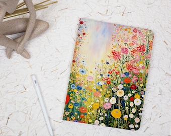 Pretty Floral Painting iPad Case with  Pencil Holder Cover for iPad A16 11/10/9th Gen M4 Air 11/13 inch iPad Pro 11/13 Mini 6/7 A17pro