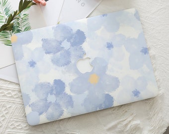 Blue Floral Painting Macbook Hard Protective Case Laptop Cover for 2026 Neo Air 15/13/11 Mac Pro 16/15/14/13 inch A3434 M5 M4 M3 M2 M1 Ret12