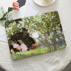 Woman Garden Floral Painting Macbook Hard Protective Case Laptop Cover for 2025 Air 15/13/11 Inch A3240 Mac Pro 13/14/15/16 2024 M4 M3 M2 M1