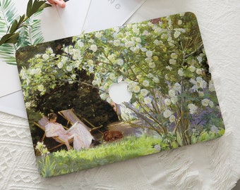 Woman Garden Floral Painting Macbook Hard Protective Case Laptop Cover for 2025 Air 15/13/11 Inch A3240 Mac Pro 13/14/15/16 2024 M4 M3 M2 M1