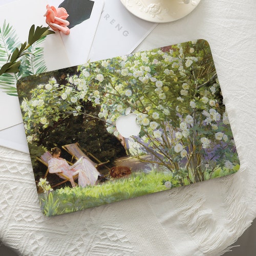 Woman Garden Floral Painting Macbook Hard Protective Case Laptop Cover for 2026 Neo 13 Air 15/13/11 Mac Pro 16/14 inch A3434 M5 M4 M3 M2 M1