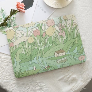 Green Flower Cute Rabbit Macbook Hard Protective Case Laptop Cover for 2025 Mac Air 15/13/11 Inch A3240 Mac Pro 13/14/15/16 2024 M4 M3 M2 M1