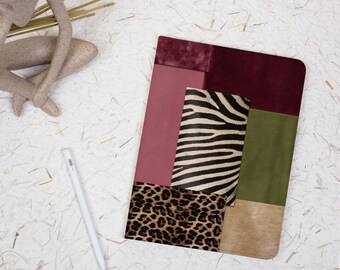 Wild Print Color Block iPad Case with Pencil Holder, Cover for iPad A16, 10th Gen, Air 4/5/6 9.7 11 13 M4, Pro 12.9, Mini 5/6/7 A17Pro