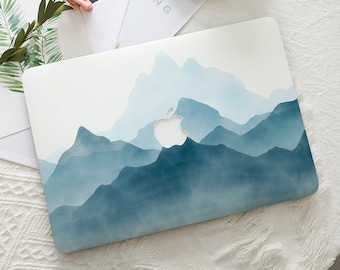 Blue Wave Gradient Mountain Macbook Hard Protective Case Laptop Cover for 2025 Air 15/13/11 Inch A3240 Mac Pro 13/14/15/16 2024 M4 M3 M2 M1