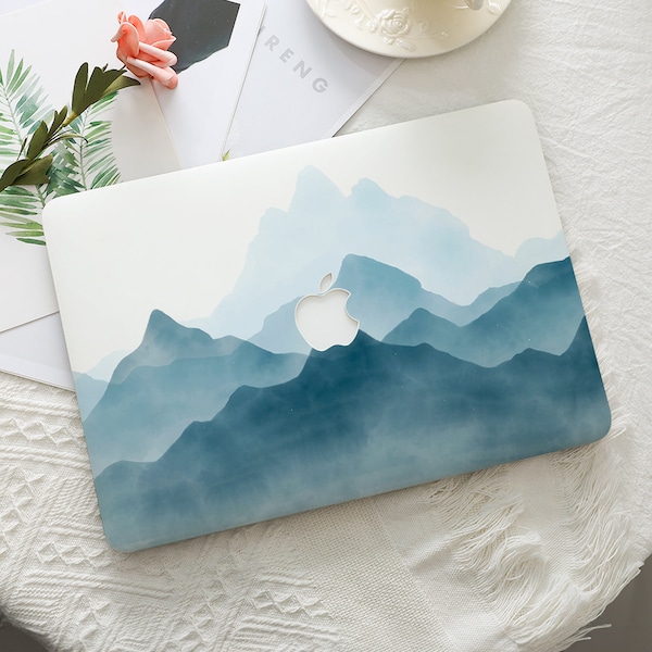 Blue Wave Gradient Mountain Macbook Hard Protective Case Laptop Cover for MacBook For Macbook Air 11/13 Pro 13/14/15/16 2008-2021 Inch