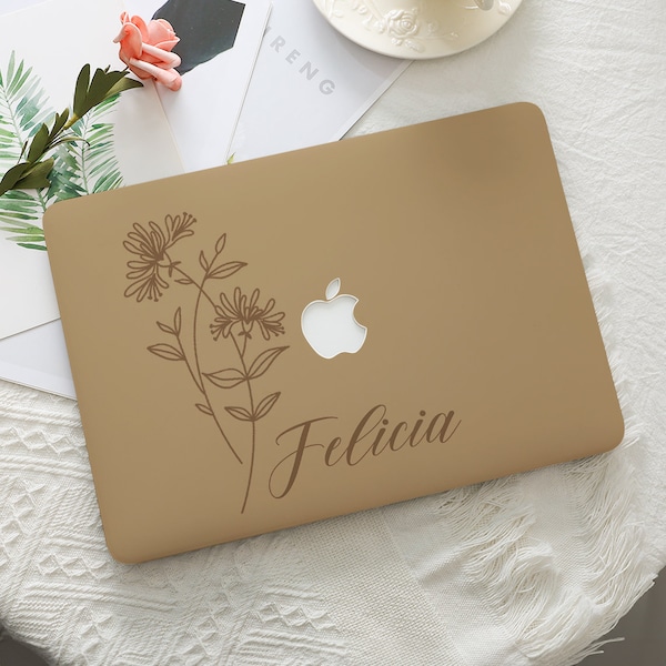 Flor de nacimiento personalizada Macbook Air Case Macbook Pro 16/14/13 Macbook Air 13 pulgadas M2 A1466 A1502 Laptop Case 2023 Regalo de graduación