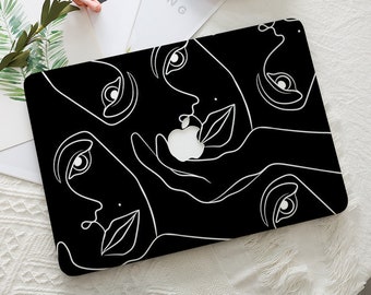 Abstract Line Art Black Macbook Hard Protective Case Laptop Cover for MacBook For Macbook Air 11/13 Pro 13/14/15/16 2008-2022 Inch 13 16
