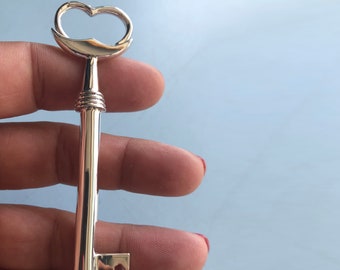 Key Shaped Key Holder 925 Sterling Silver English Hallmarks | Valentines Gift By JewelAriDesigns
