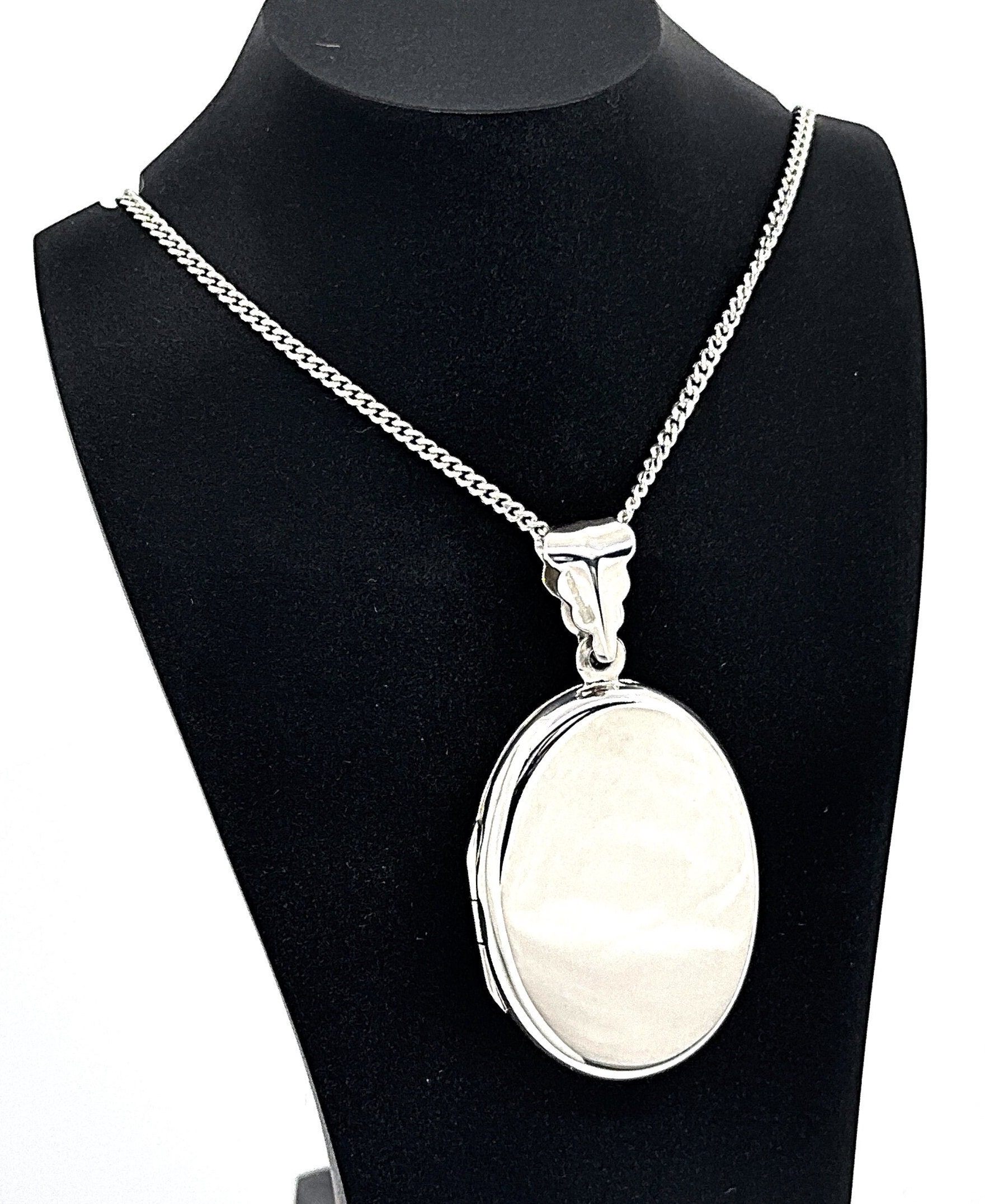 Silverly Collana Con Medaglione Ovale In Argento 925 – Ciondolo Lucido Su Catana A Maglie – Gioiello Ipoallergenico Con Panno Incluso – Regalo Perfetto