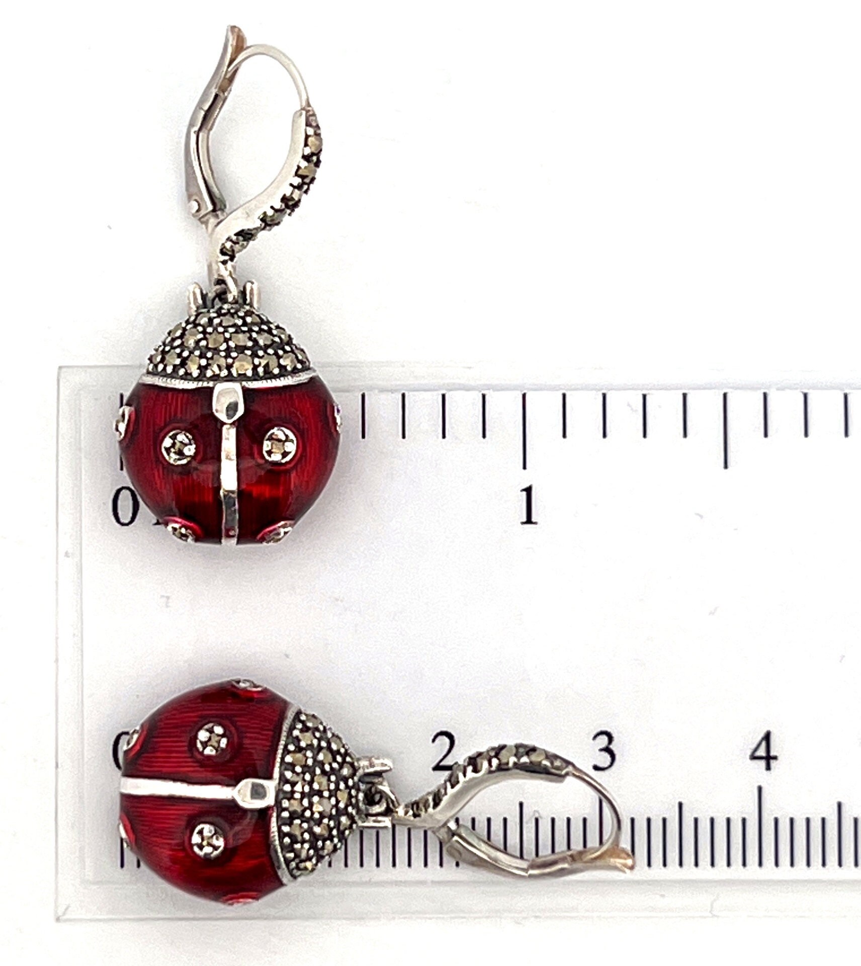 Lady Bug Orecchini Coccinella In Argento 925 - Gioielli 3D Ipoallergenici, Confezione Regalo