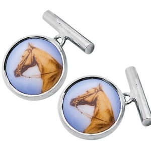 Horse Cufflinks 925 Hallmarked Sterling Silver With Enamel By JewelAriDesigns