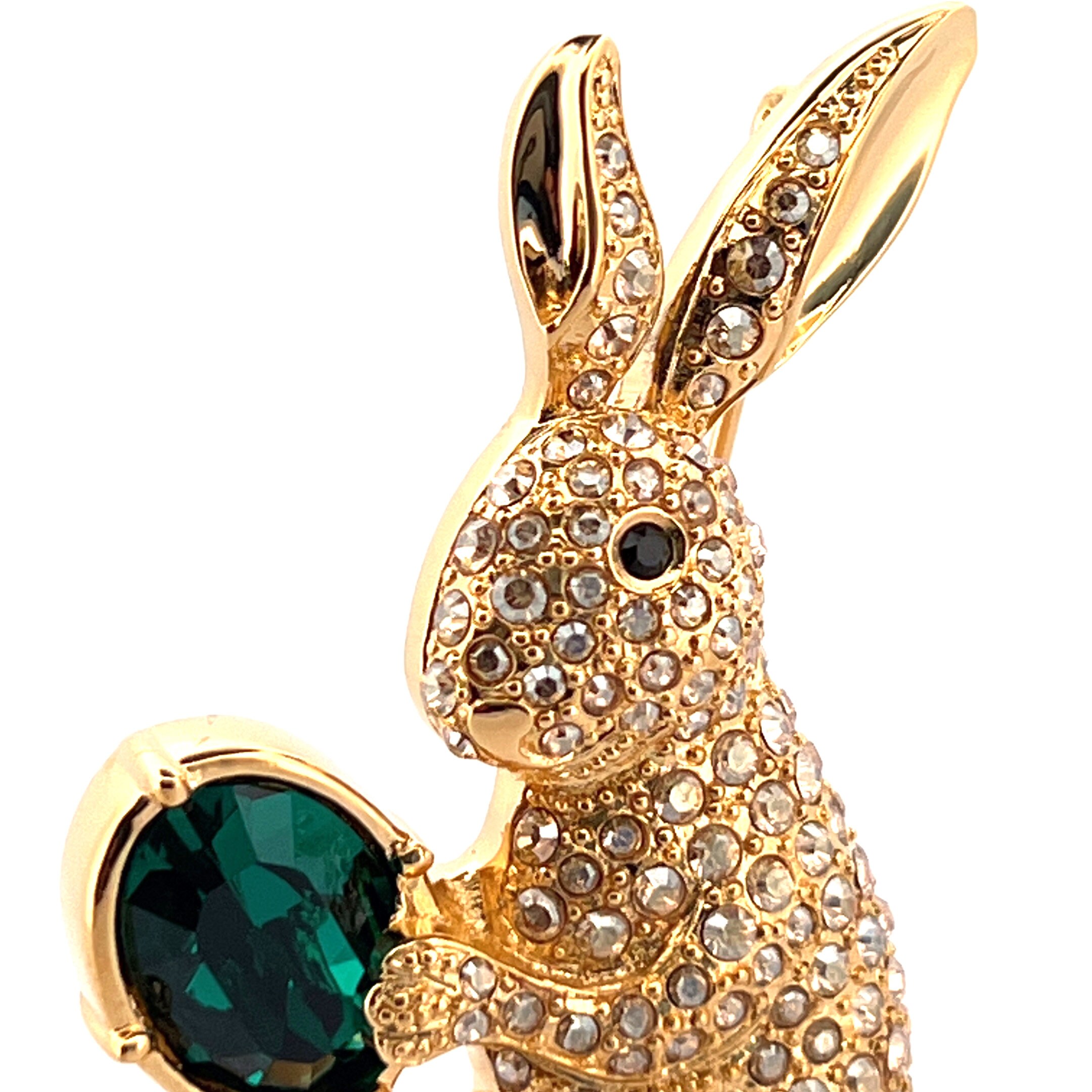 Easter Bunny Rabbit Pin Brooch Gold Plated Metal Alloy Set With ...