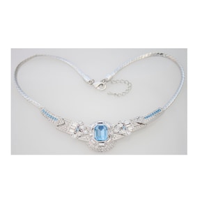 Elegant Choker Necklace Art Deco Style Rhodium Plated Metal Alloy Set With Sparkling Czech Crystals By JewelAriDesigns