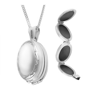 Four Part Oval Locket Victorian Style 925 Sterling Silver English Hallmarks On 22&quot; Curb Chain By JewelAriDesigns