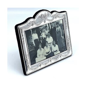 Classic Photo Frame Victorian Style 925 Sterling Silver English Hallmarks With Blue Velvet Back 9cm x 13cm By JewelAriDesigns