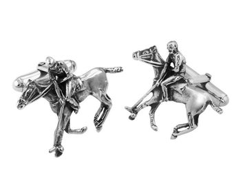 Polo Player Cufflinks Sterling Silver Hallmarked 925 By JewelAriDesigns