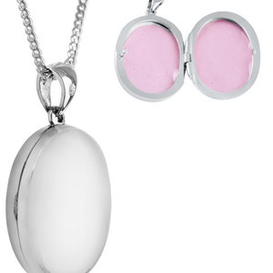 High Polished Medium Oval Locket 925 Sterling Silver English Hallmarks On 22&quot; Sterling Silver Curb Chain By JewelAriDesigns