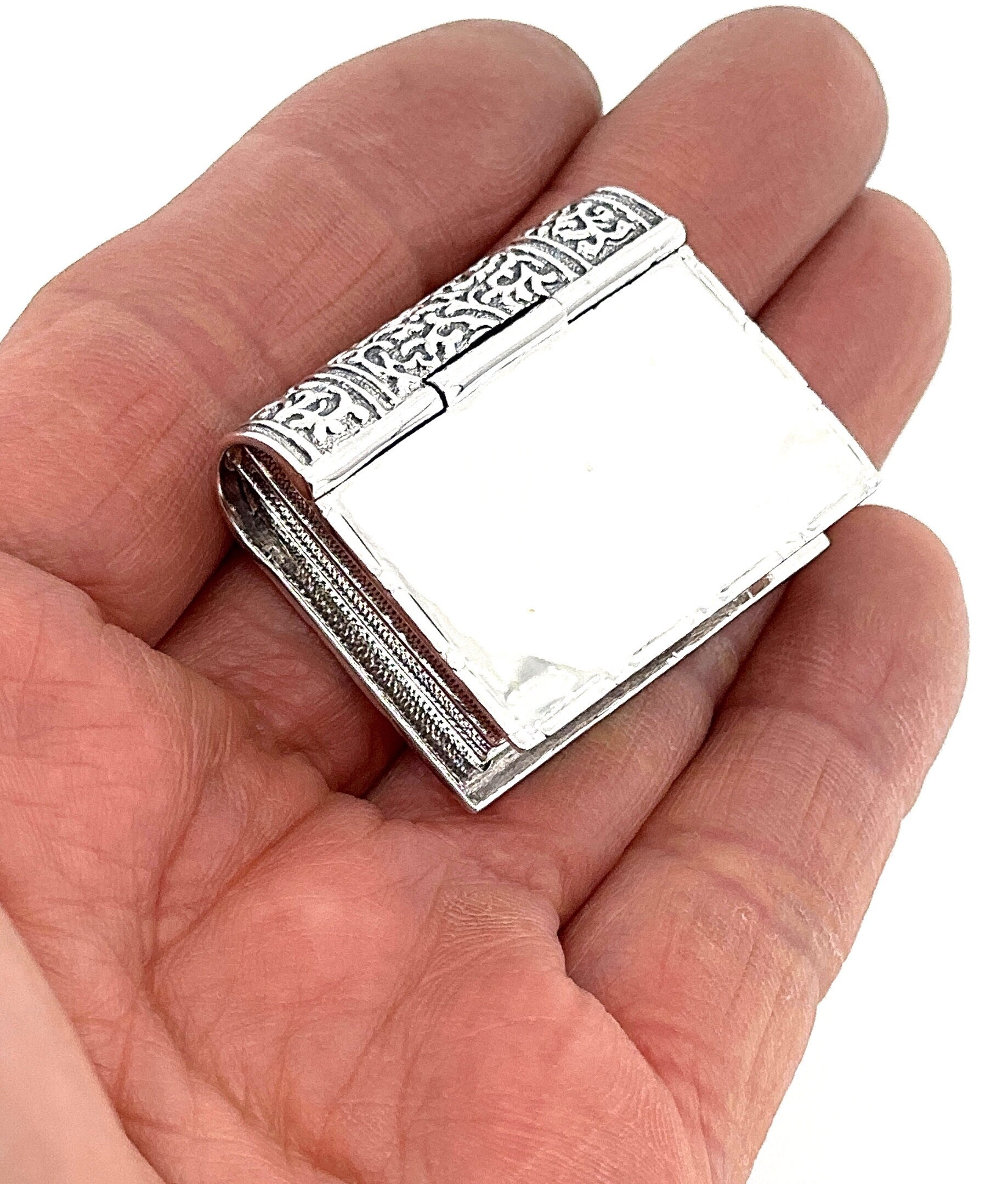 Book Pill Box Antique Style 925 Sterling Silver English Book Pill Box Antique Style 925 Sterling Silver English
