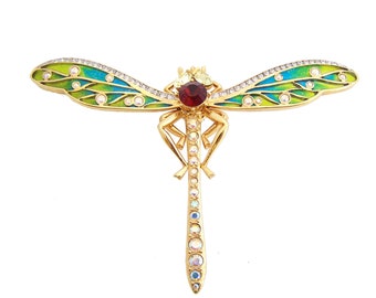 Spilla a forma di libellula, spilla a libellula in oro antico, spilla antica, spilla a libellula, spilla in metallo a libellula, spilla vintage a forma di libellula, gioielli con libellula, Ottone