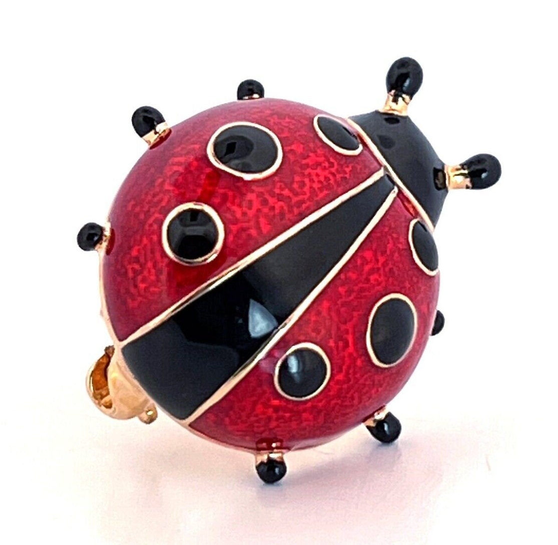てんとう虫 テントウムシ ピンブローチ 金メッキ 金属合金セット 赤と