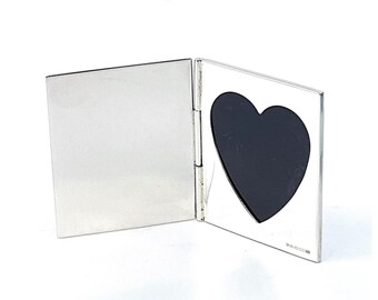 Single Heart Miniature Folding Travel Photo Frame 925 Sterling Silver English Hallmarks 3.5cm x 3.5cm By JewelAriDesigns
