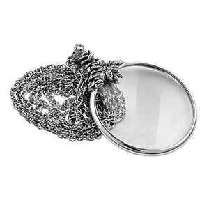 Floral Magnifying Glass Pendant 925 Sterling Silver English Hallmarks On 26&quot; Rope Chain By JewelAriDesigns