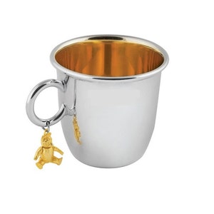 Teddy Bear Baby Christening Cup 925 Sterling Silver English Hallmarks By JewelAriDesigns